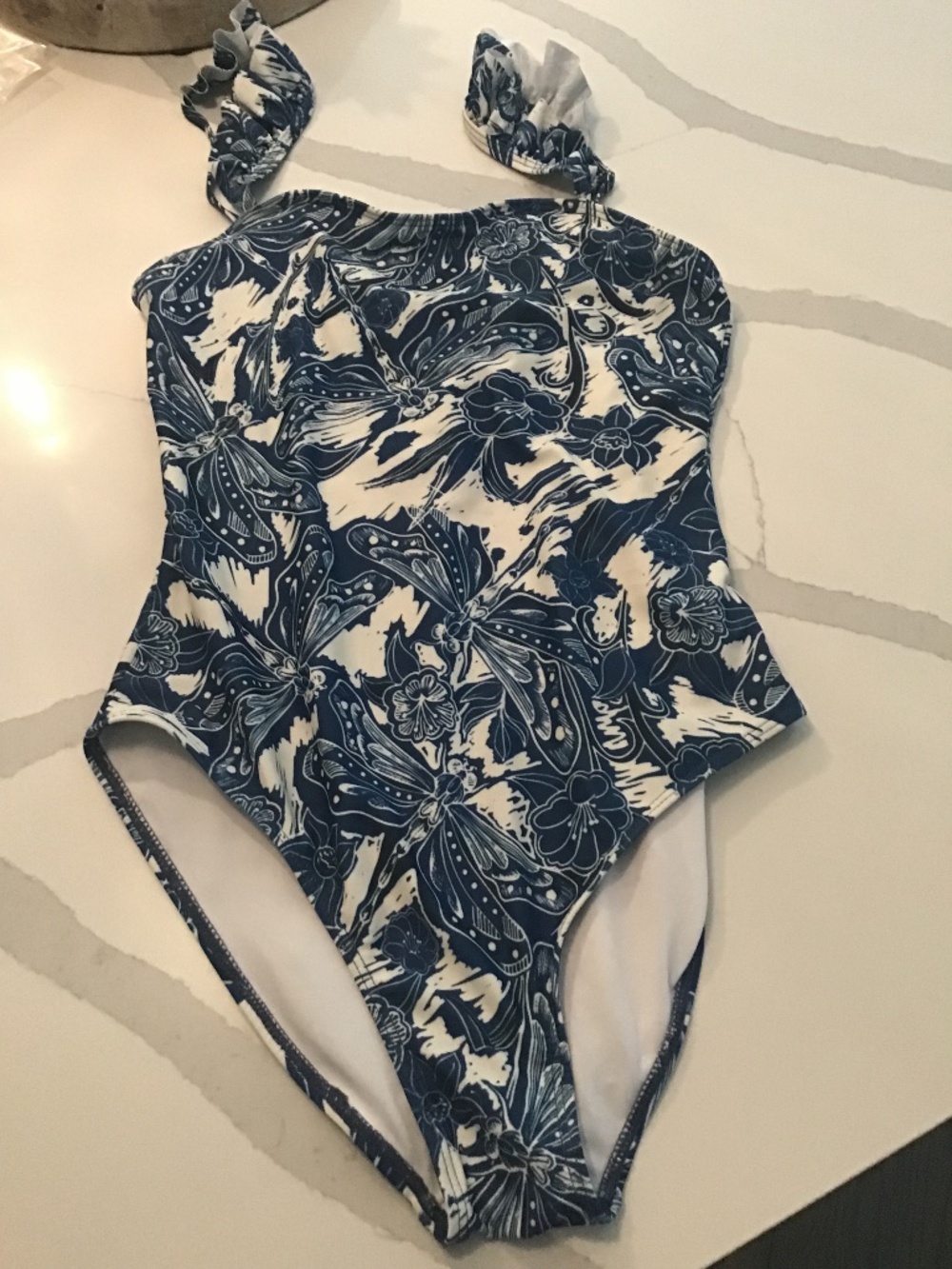 One Piece Bathing Suit , Color Blue/White Size XS